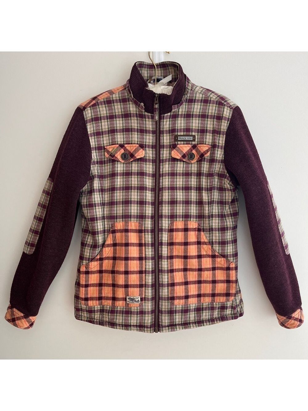 BLACK YAK Zip Front Flannel & Knit Exterior Fuzzy Cozy Fleece Interior Apres Ski